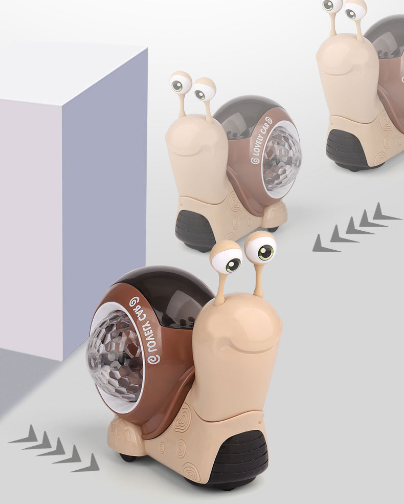 Plastic Electric Universal Swing Nodding Small Snail Music Projection Light Q Cute Snail Toy Car Children'S Toys