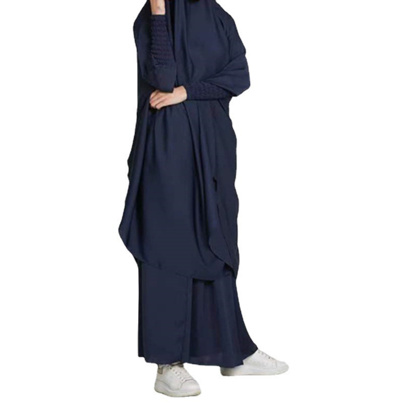 Arab Malay Abaya Women Turkey Robe Muslim Prayer Dress Solid Color Plus-Size