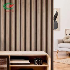 China Apartment Vertical Wood Slat Wall Timber 600x1200mm Sound Absorbing wholesale