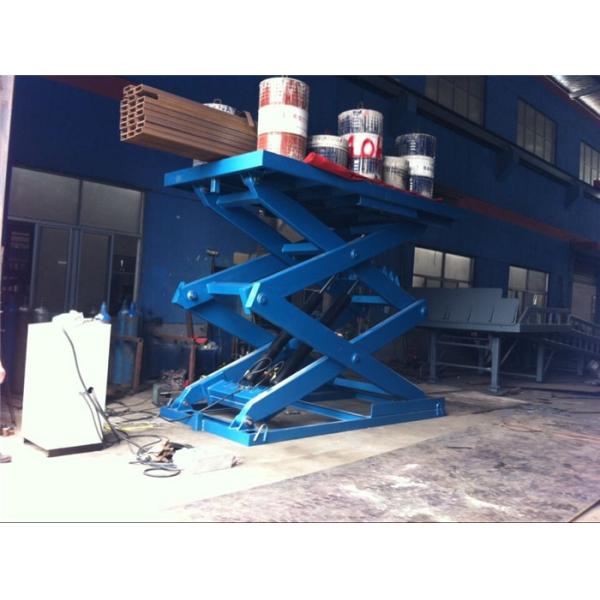Cargo Stationary Hydraulic Lift Table Four Safety Handrail 1200mm Double Scissors