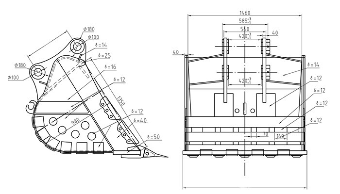 1 Cbm 1 Ton Excavator Rock Bucket In Mining Work