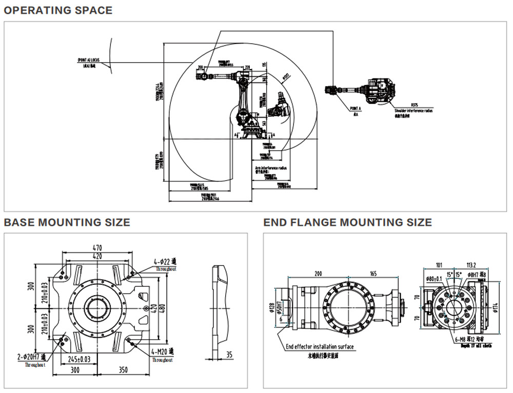 General Industrial Robot In Grinding Polishing Handling Operations Palletizing For Auto Parts Photovoltaic ER70-2100