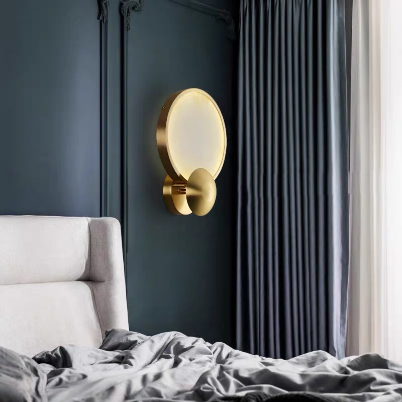 White marble led round and long and plating gold wall lamp for hotel