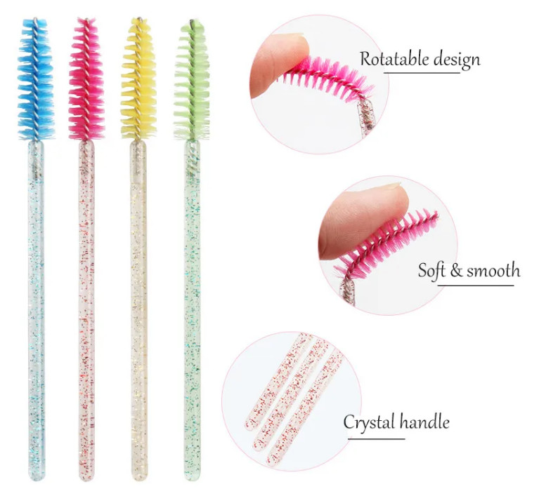 OEM Disposable Eyelash Extension Accessories Crystal Mascara Brush Eyelash Brush Brow Lash