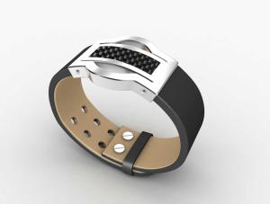 China Top Quality Europe Fashion Stainless Steel Genuine Leather Silicone Bangle Bracelet ADB73 wholesale
