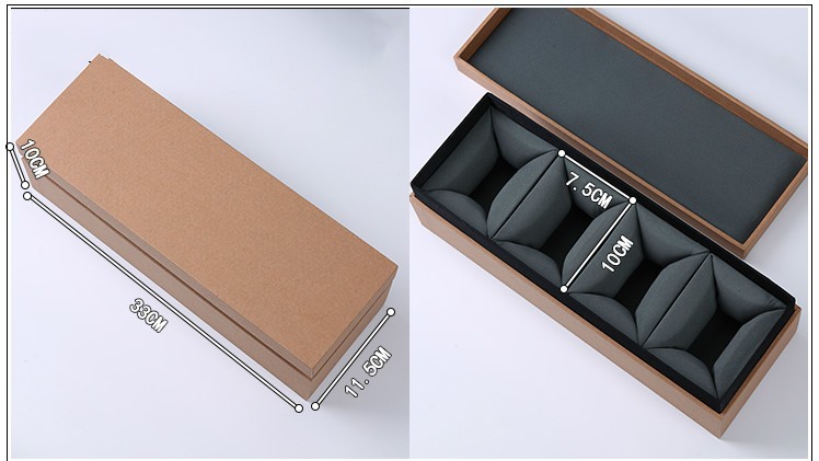 Custom Rigid Brown Kraft Paper Square Mug Bowl Storage Vase Packaging for Chinese Tea Cup Saucer Set