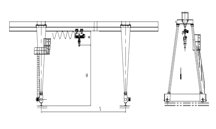 3 ton to 16 ton MH Model Electric hoist single girder boxed gantry crane