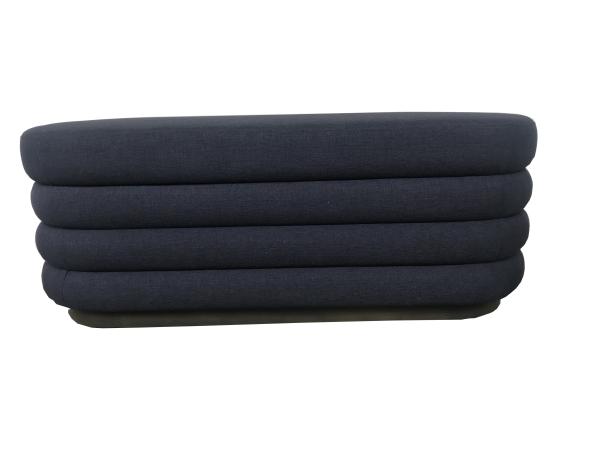 Fully blue linen fabric upholstery bench/ ottoman/bed bench for hotel bedroom