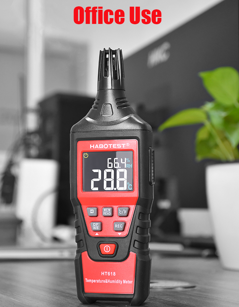 CE Digital Temp And Humidity Meter , 60 Celsius Temperature And Humidity Tester