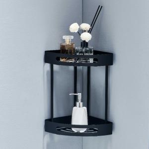 China Black 304 Stainless Steel Douche Bathroom Corner Shelf 2 Tier Kitchen Accessories wholesale