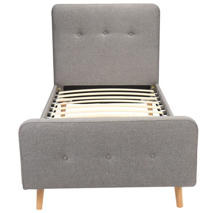 Single Size Children Upholstered Bed Plywood Light Grey Linen Fabric ODM