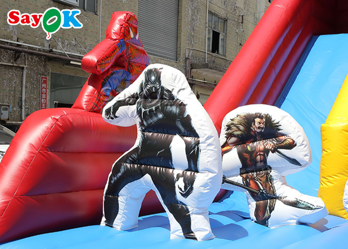 Spiderman Cartoon Dual Lane Inflatable Water Slides
