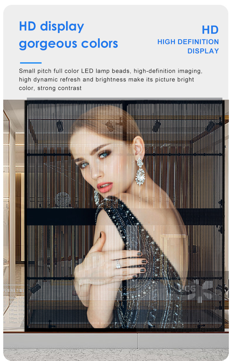 P33.33 - P16.67 Transparent LED Curtain Screen 6000nit Outdoor Advertising LED Display