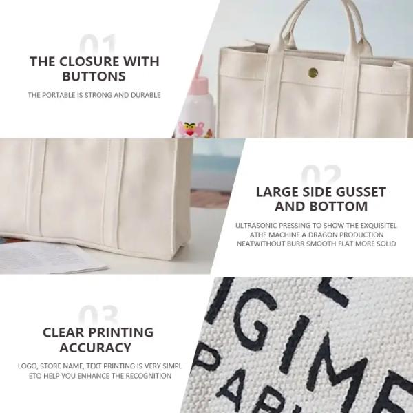 Women Customized Reusable Bags Canvas Tote Bag 10oz With Leather Handles Hot Sale Wholesale Eco-Friendly Canvas Tote Bag Custom Printing Logo Canvas