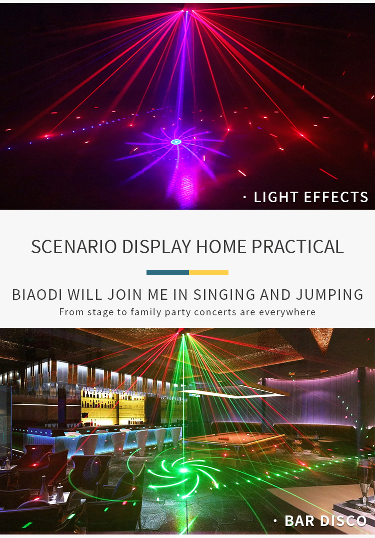 DJ Disco Laser Light 9 Eyes Laser Strobe Led Party Lights Projector Voice Control DJ Night Club Bar Decoration Strobe li