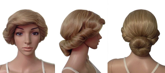 Dark Blonde Short Synthetic Wigs Full Lace With Short Ponytail Wigs