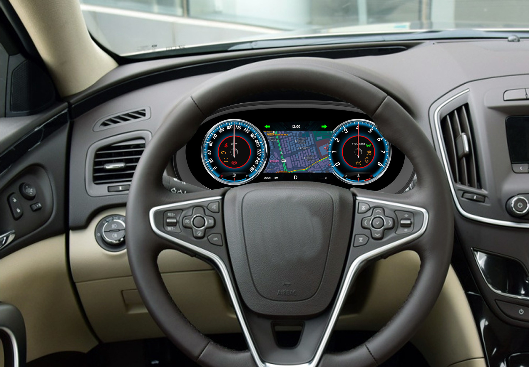 2009-2015 Buick Regal AI Digital Instrument Cluster With Carplay And Tire Pressure