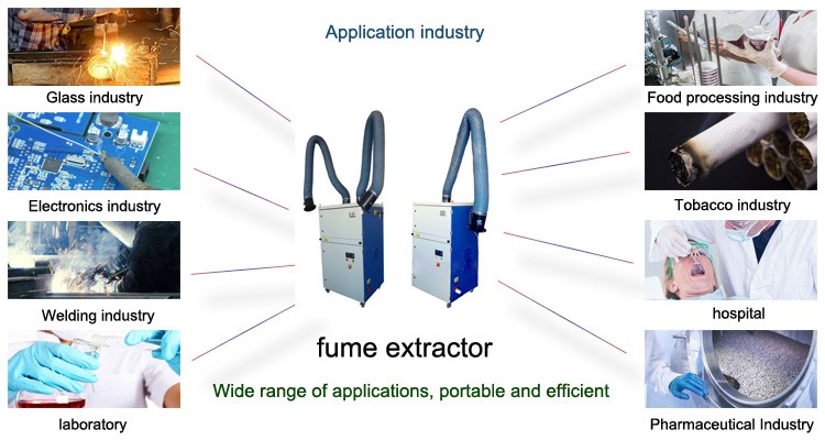 Mobile Welding Soldering Fume Extractor with Arm Size D160*2000mm and Performance