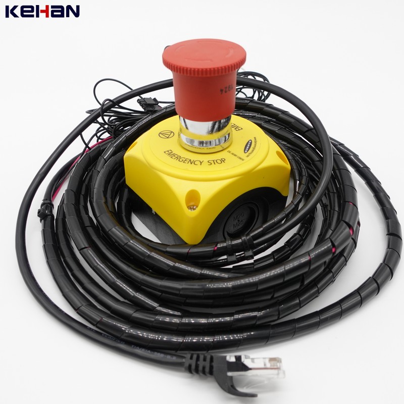 UL Wire Custom Electronic Emergency Stop Push Button Switch With RJ45 Wiring Harness
