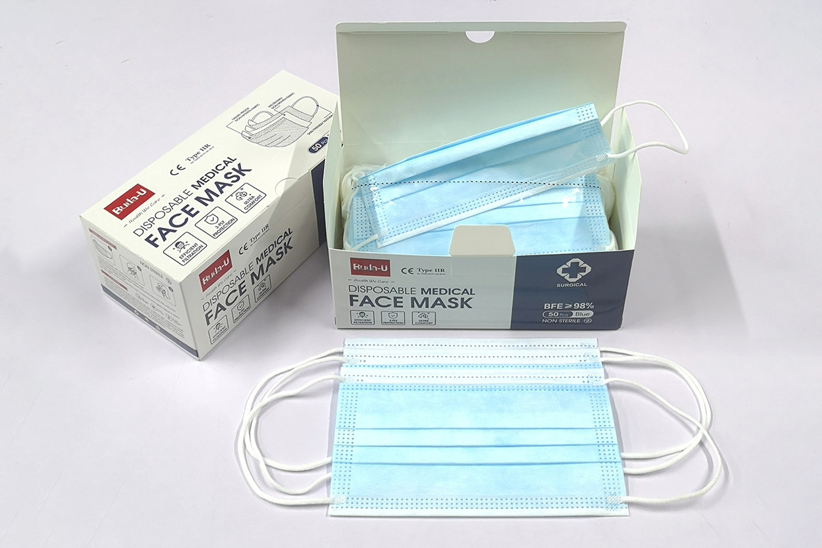 Buda-U Hospital 3 Layer Face Mask, Disposable Surgical Face Mask, Protective Face Mask , Operational Use-Light Blue
