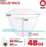 48 Oz. Disposable Salad Bowls - On-The-Go Salad Bowl - Plastic Salad Containers