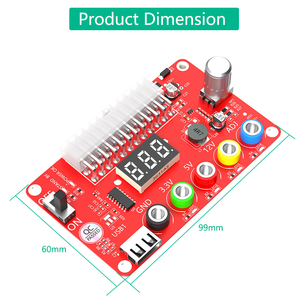ATX Power Supply Breakout Board and Acrylic Case Kit Set for Easy Installation