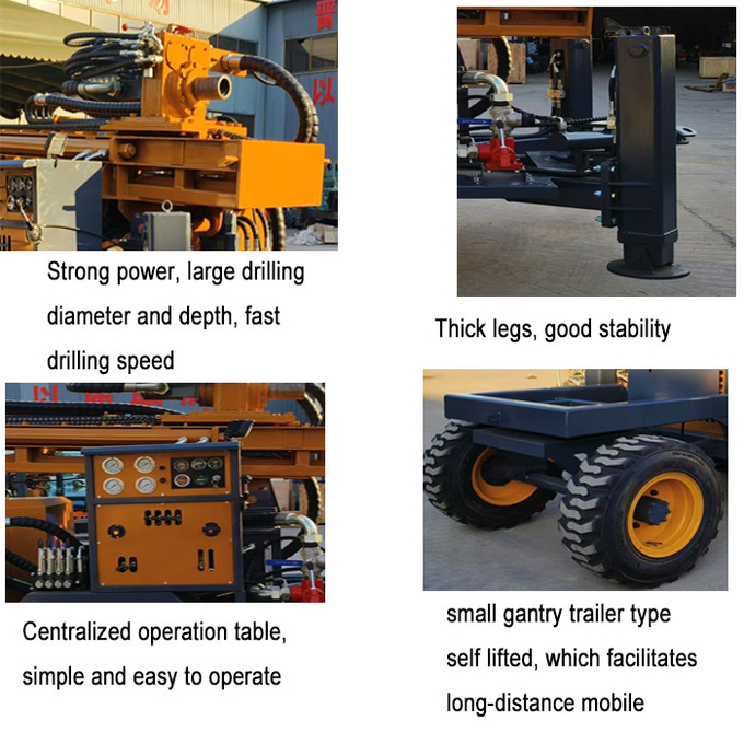 65KW Diesel Engine Wheel Water Well Drilling Rig For Agriculture / Geothermal Wells