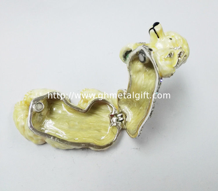 Fashion metal alloy dog trinket Jewelry Box pewter white cute dog trinket Jewelry Box