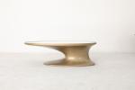 Oval Natural Marble Top Dining Table with Brushed Gold Stainless Steel Base