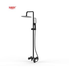 China Matt Black Brass Bath Shower Faucets Thermostatic Temperature Adjustable wholesale