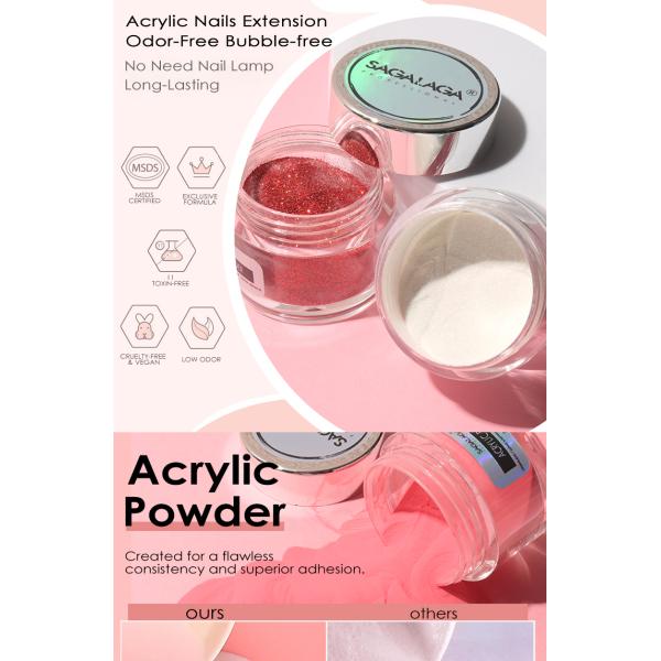 30g Professional Nail Art Acrylic Powder with Rich Pigment Clear Glitter Powder and Acrylic Liquid MSDS Certificate