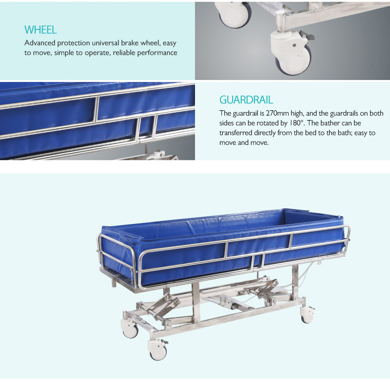 Electric Adjustable Iron Metal Bath Bed For Patient