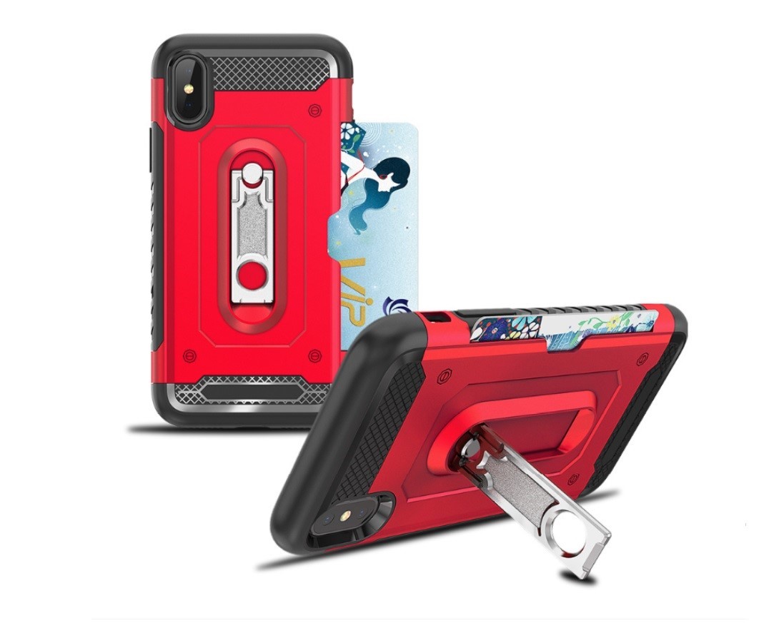 2 in 1 PC+TPU Color Red Black Kickstand Armor Case Back Cover For LG V30 V30PLUS V35 Q6 Q8 G7 Huawei Mate10 lite P Smart
