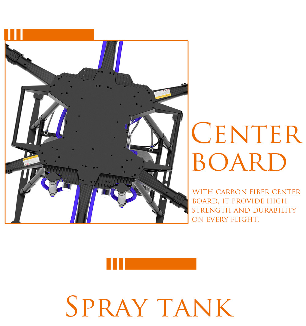 HXGX622 6 Rotor Propeller Farmland Agri Drone Load 20KG 20L Pesticide Capacity HXGX622