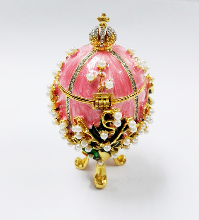Enameled Easter Egg Jewelry Box wholesale easter egg metal Faberge Egg Jewelry Boxes Trinket Boxes decor metal gift