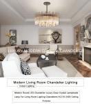 Modern Round LED Light Chandelier Luxury Clear Crystal Lampshade kitchen