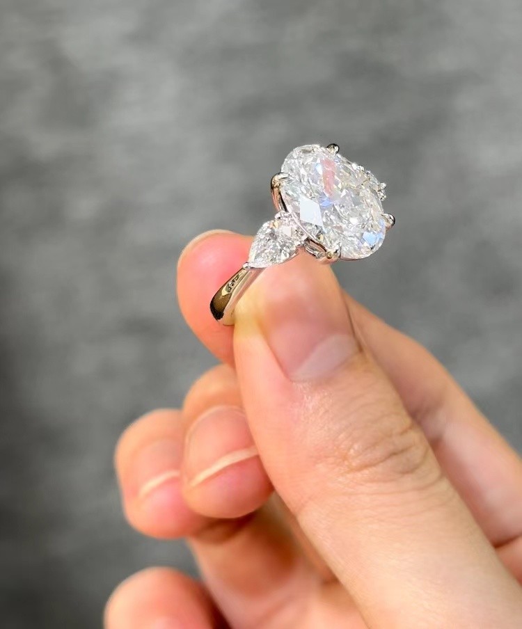 Lab Made Diamond Jewelry Three Stones Engagement Wedding Rings Cultivated Diamonds