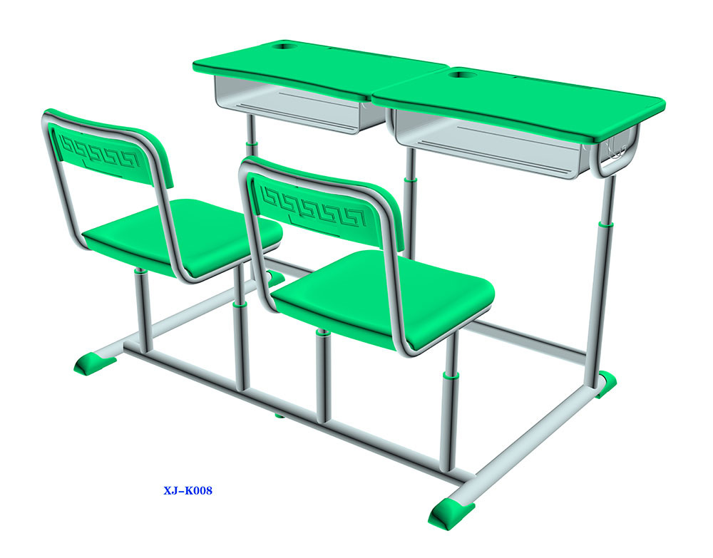 Mint Green Student Desk And Chair Set HDPE Iron Adjustable School Furniture