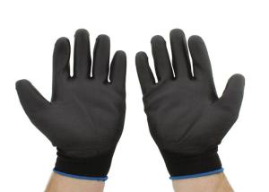 China Black Polyurethane Coated Gloves Excellent Breathability For Industry Work wholesale