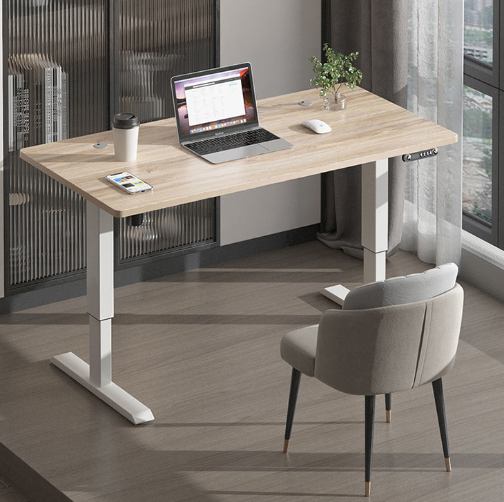 Electric Height Adjustable Desk for Boss Manager Office Design Walnut Wooden Luxury