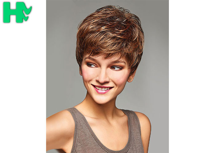Heat Resistant Synthetic Choppy Bangs Short Wigs For Women Health And Breathable