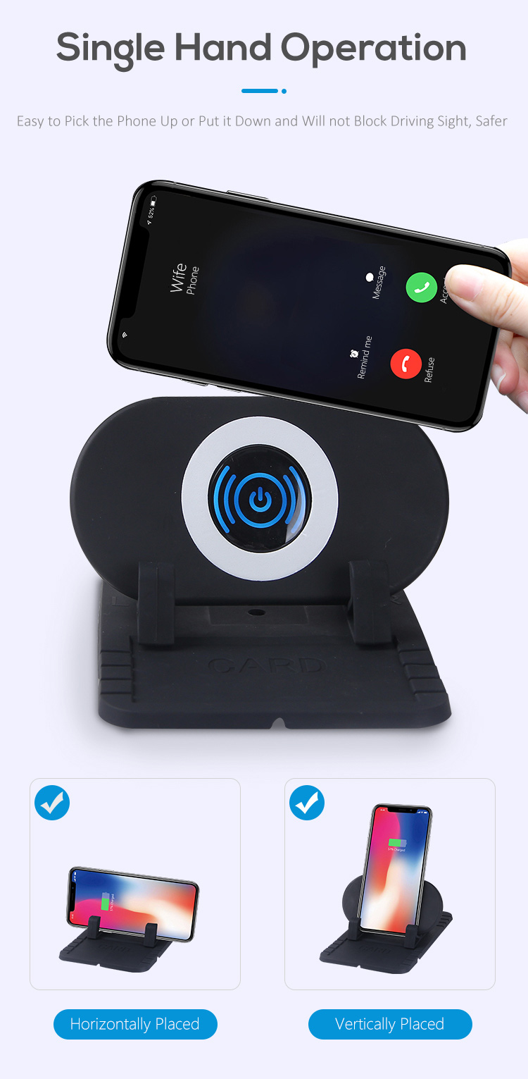 OEM 10W 7.5W Silicon Car Mount QI Wireless Car Charger