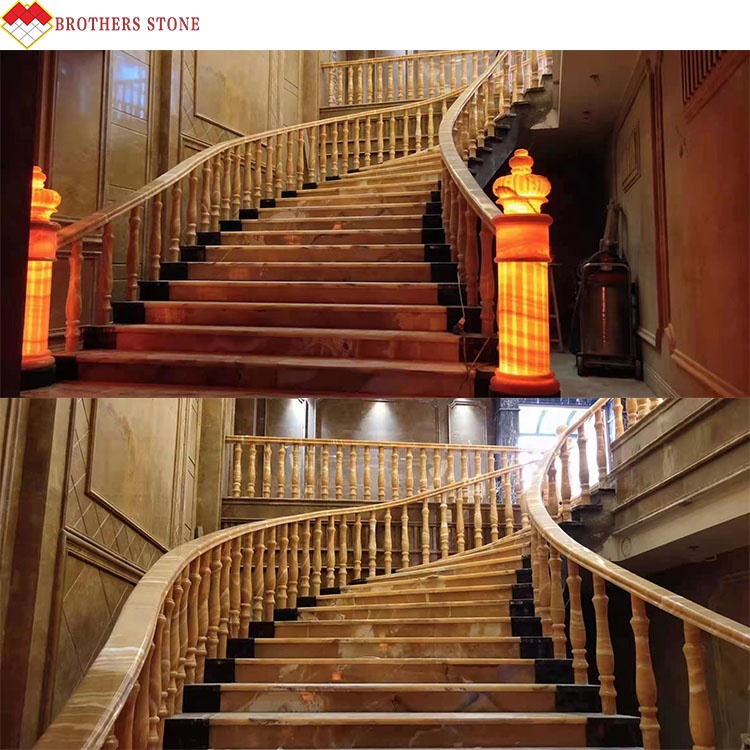 White Onyx Marble Stone Stair Handrail Customized for Villa and House Decorative Baluster