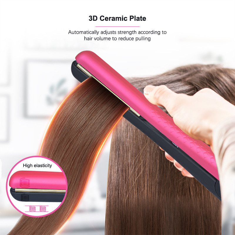 410F Ceramic Titanium Flat Iron 1 inch Rubber Handle with Private Label