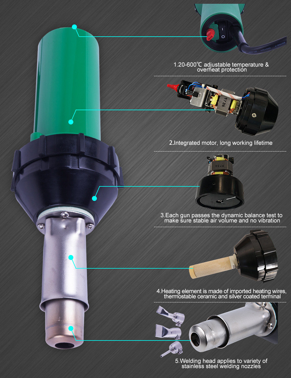 1600w Plastic Hot Air Welding Machine SWT-NS1600S For Hot Forming