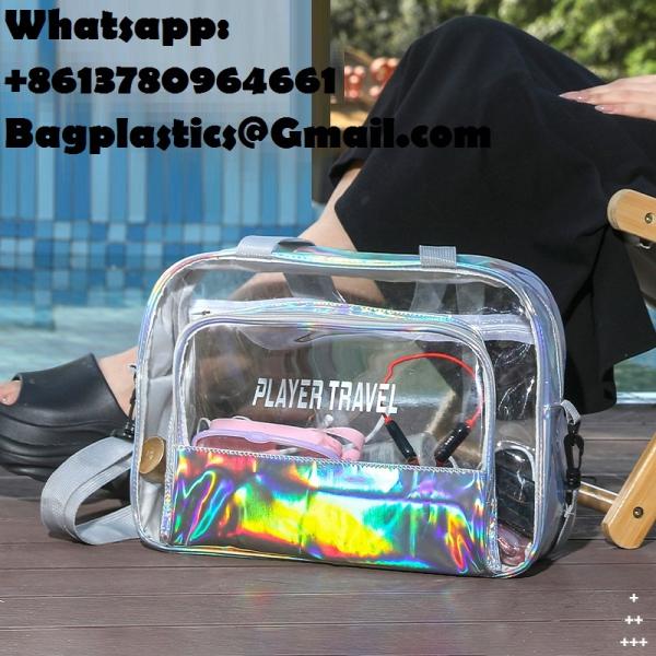 Magic Pouch Cute Clear Iridescent Holographic Makeup Bag Toiletry Cosmetic Bag Gifts For Women Girls Teens Friends Bachelorette Rainbow Waterproof