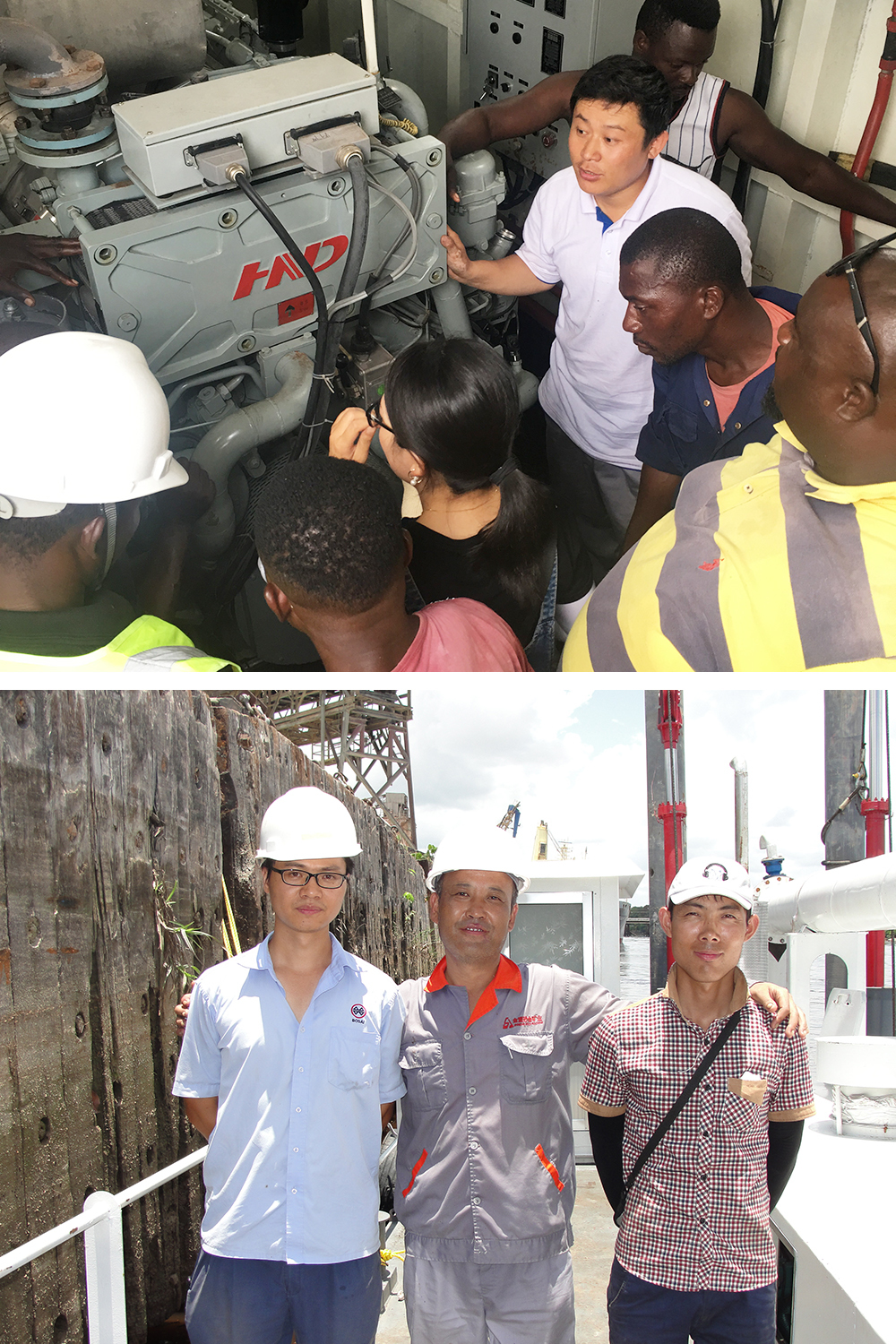 Technical team working on Cutter Head River Sea Dredger Machine