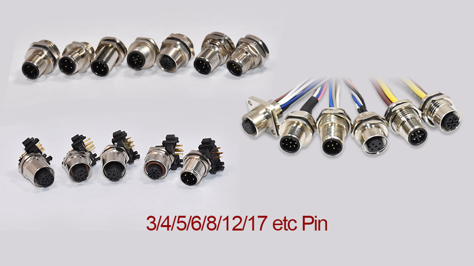 M12 Panel Mount 3 4 Pin Male Female Rear Front Lock Wire Socket M12 Jack Connector