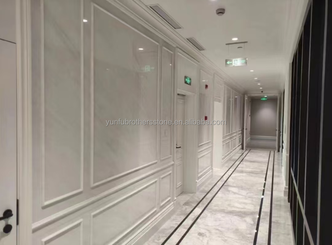 White Thassos Marble Big Slab Polished Stone Wall Panel Tile for Modern Hotel Design