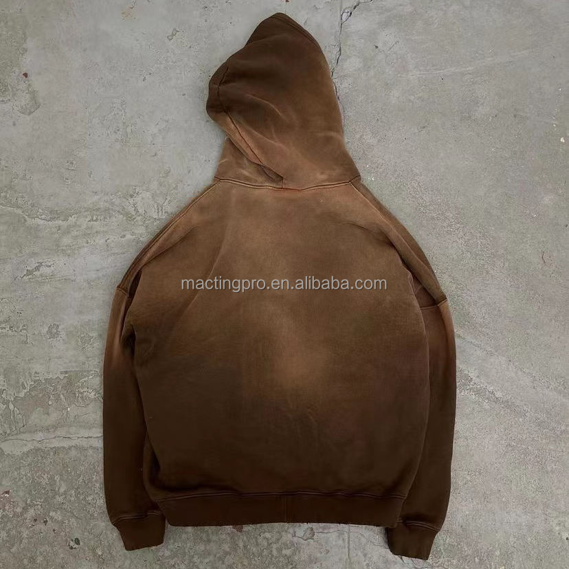 Stylish Men's Cotton Zipped Destroyed Sun Faded Hoodie and Sweatpants Set for Jogging